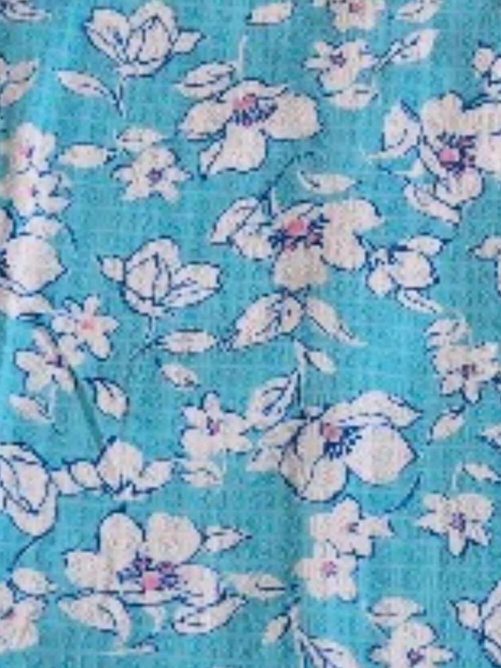Draper James Floral Blouse Women’s Large Blue Puff Sleeve Top